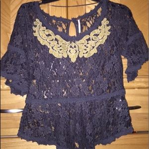 Charcoal blouse free people.